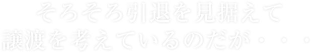 そろそろ引退を見据えて譲渡を考えているのだが・・・